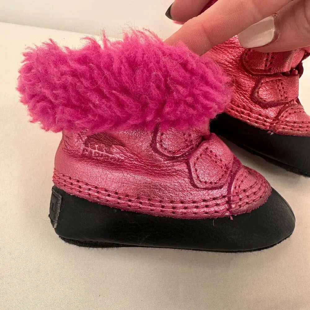 Sorel Baby Girls Insulated Pink/Black Boots Size 3